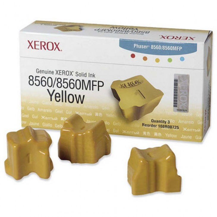 Xerox 108R00725 (108R725) Yellow OEM Solid Ink ColorStix 3PK